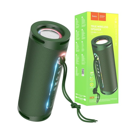 Coluna Sem Fio Portátil Hoco HC9 Dazzling Pulse con AUX/FM/USB BT V5.1 1800mAh Verde Escuro